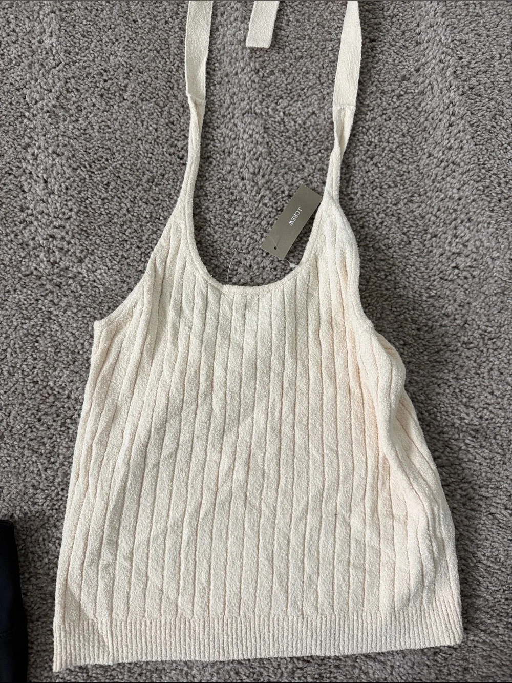 J. Crew Cream Ribbed Knit Halter Tank